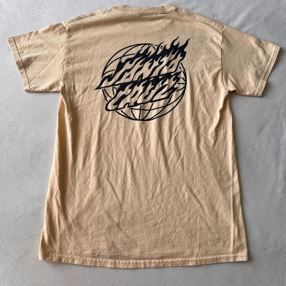 Santa Cruz Cream  tshirt Skateboard skater skate surf California flames summer
